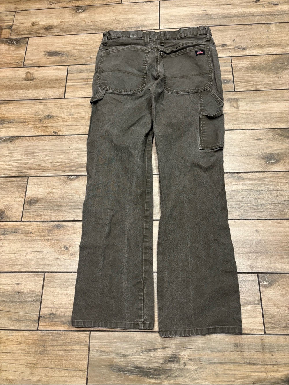 Genuine Dickies Mens Washed Canvas Carpenter Pants Faded Olive Utility 34x32